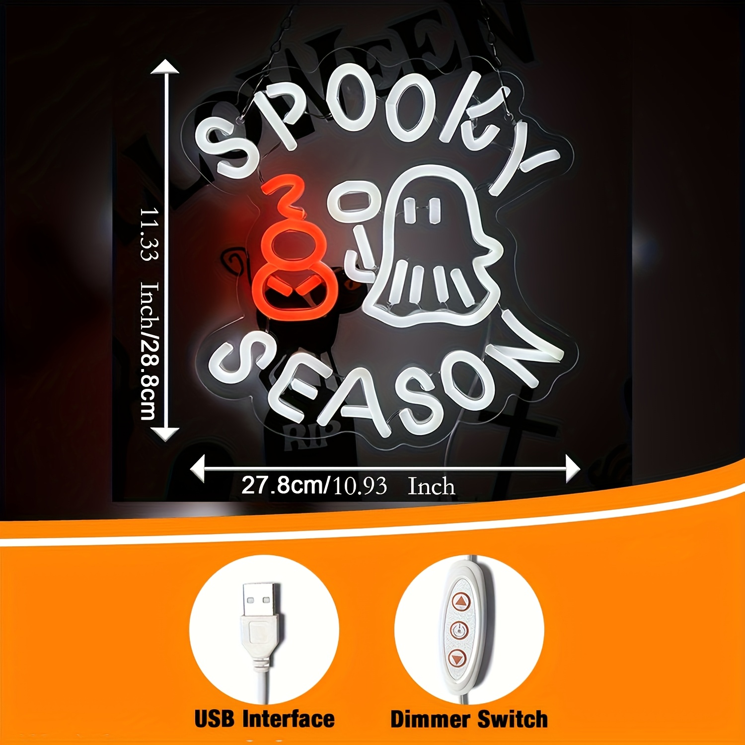 Spooky Season Neon Sign USB Di - огляд і ціна Lighting Room Decor Photo