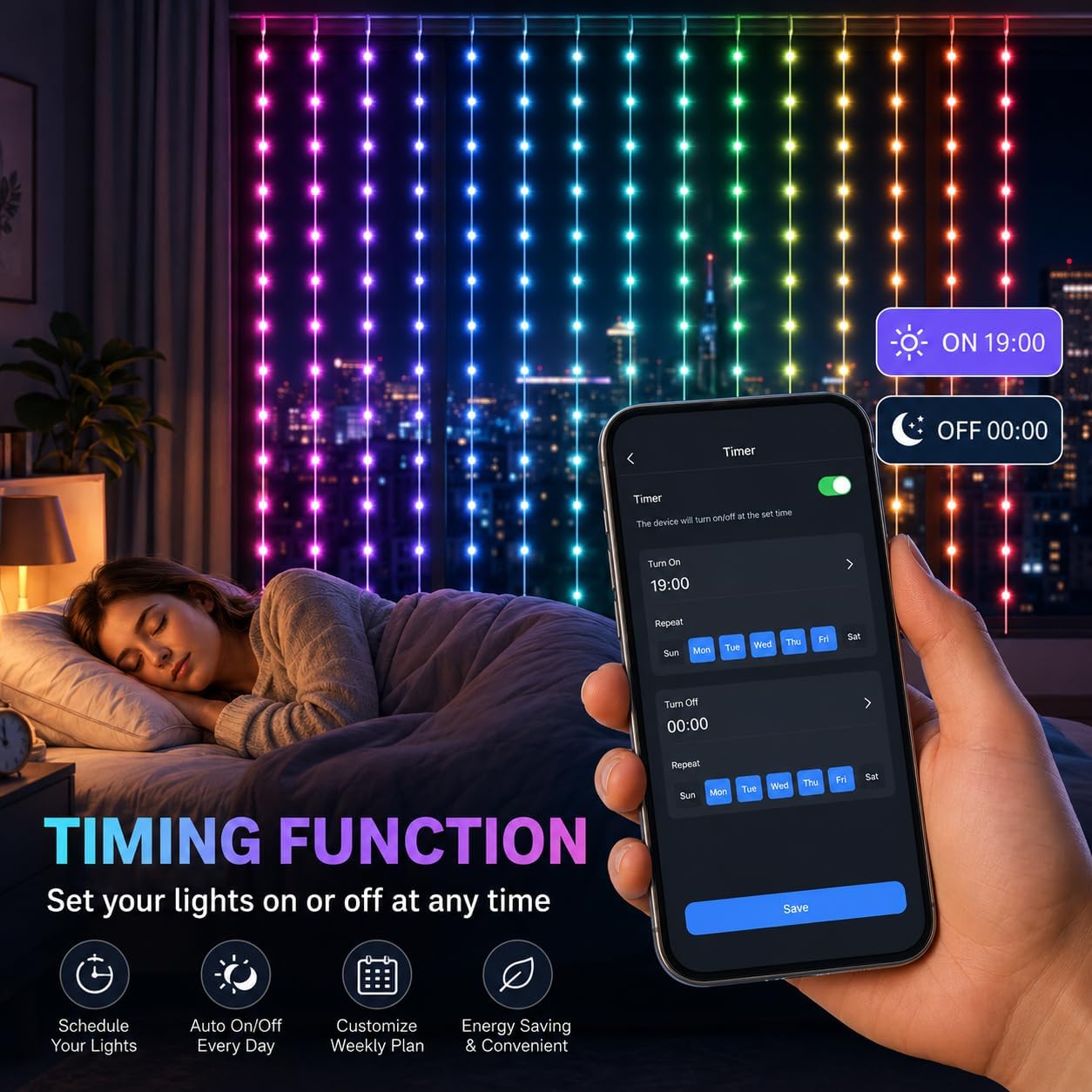 400LED Smart Curtain Lights Bl - огляд і ціна Fairy Light Curtain