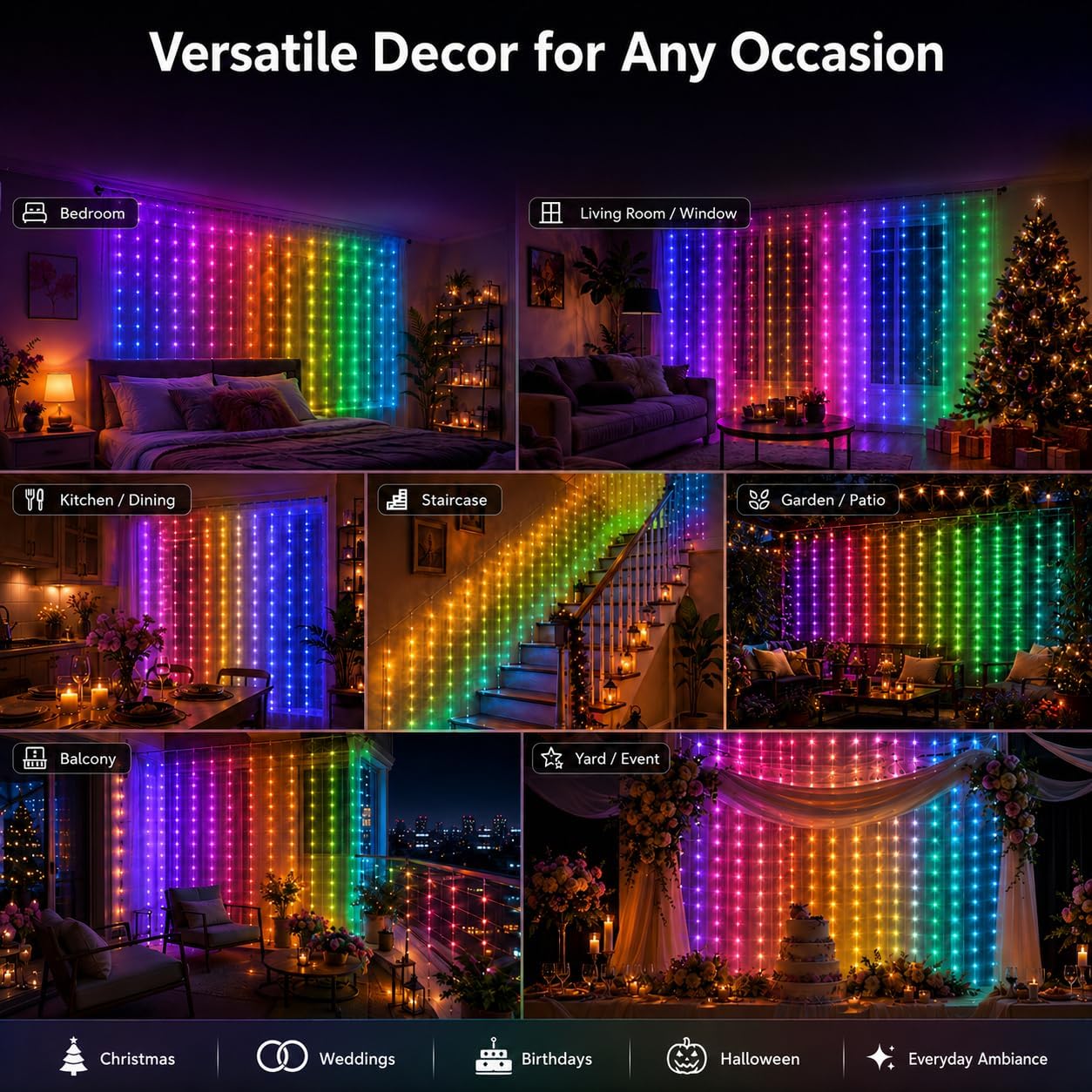 400LED Smart Curtain Lights Bl - огляд і ціна Fairy Light Curtain