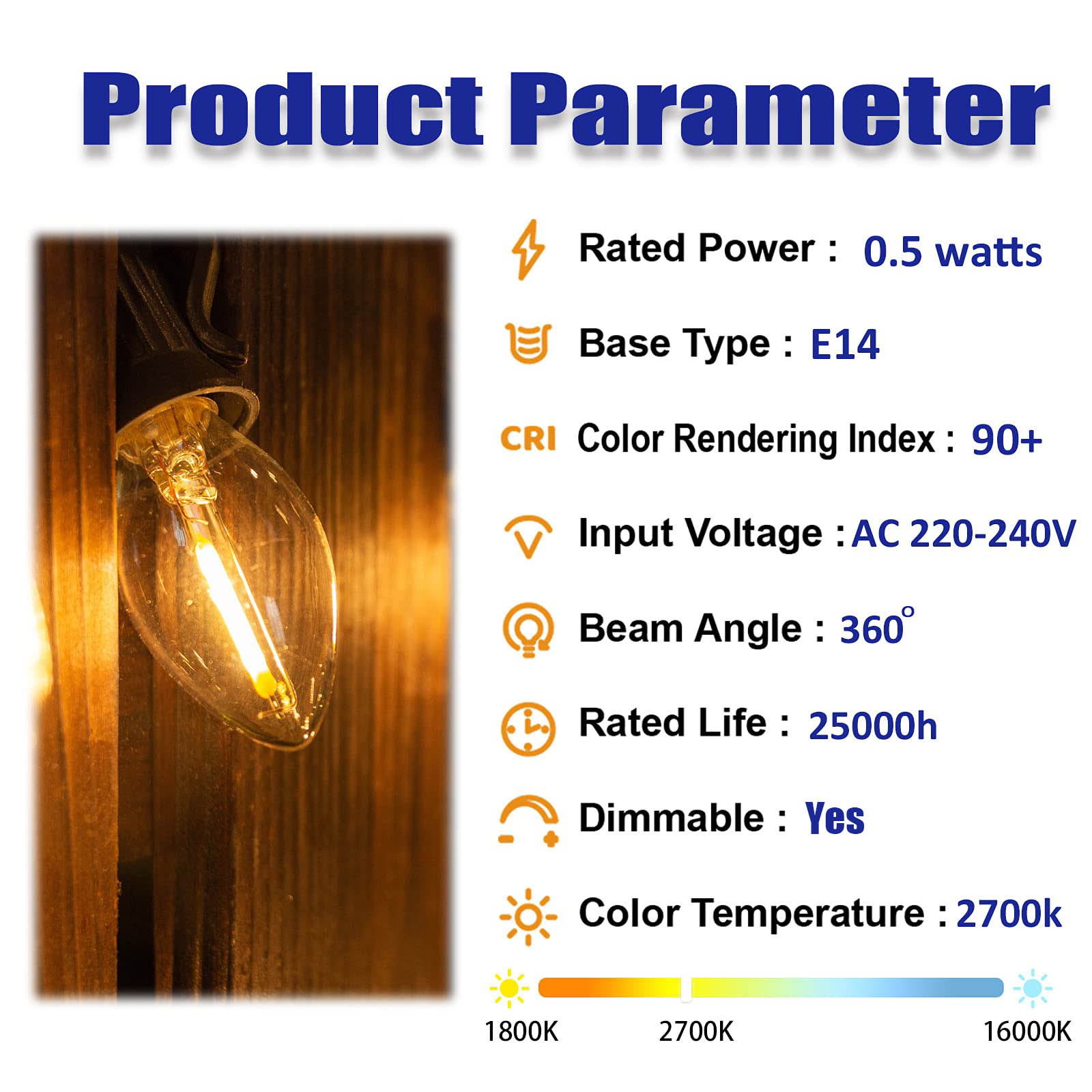 Edison Led Candle Light Bulb E - огляд і ціна Lighting Effect Home Decor