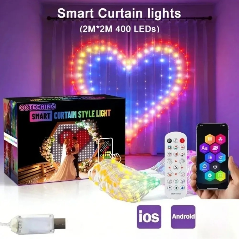 Smart RGB LED Curtain Lights B - огляд і ціна Fairy Light Curtain