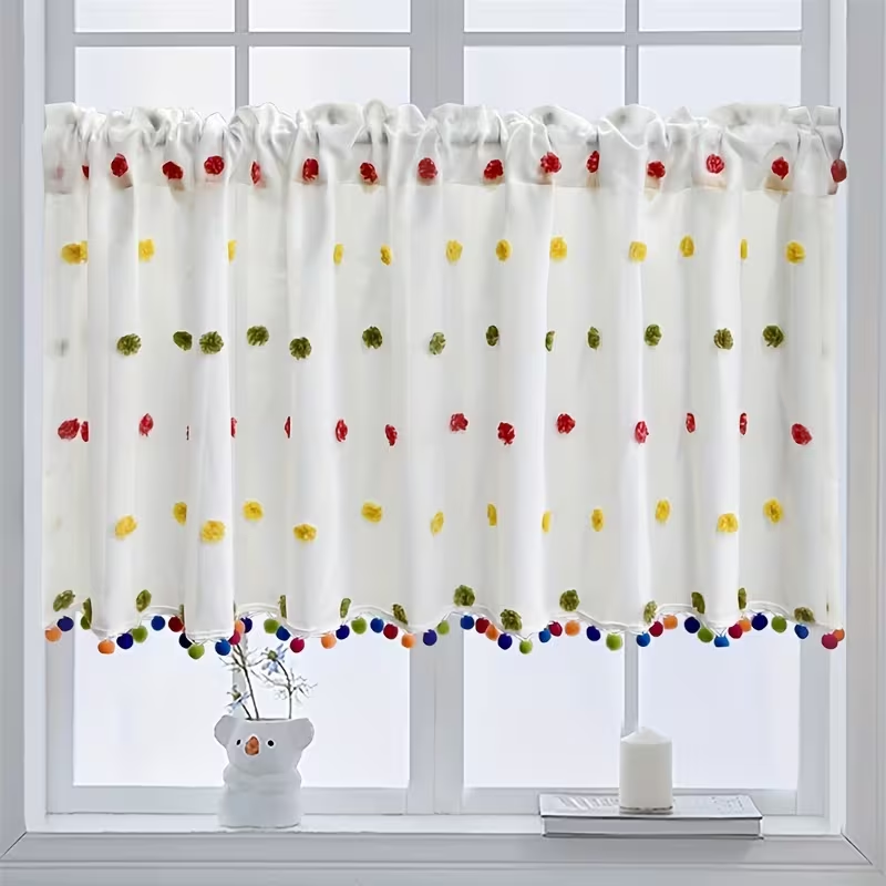 1pc Cream Thin Textured Dot Po - огляд і ціна Fairy Light Curtain
