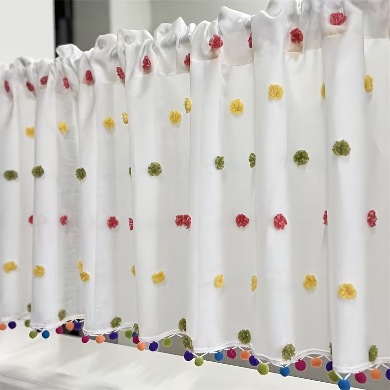 1pc Cream Thin Textured Dot Po - огляд і ціна Fairy Light Curtain