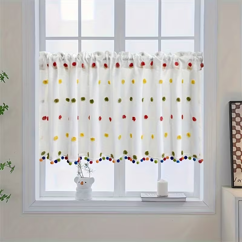 1pc Cream Thin Textured Dot Po - огляд і ціна Fairy Light Curtain