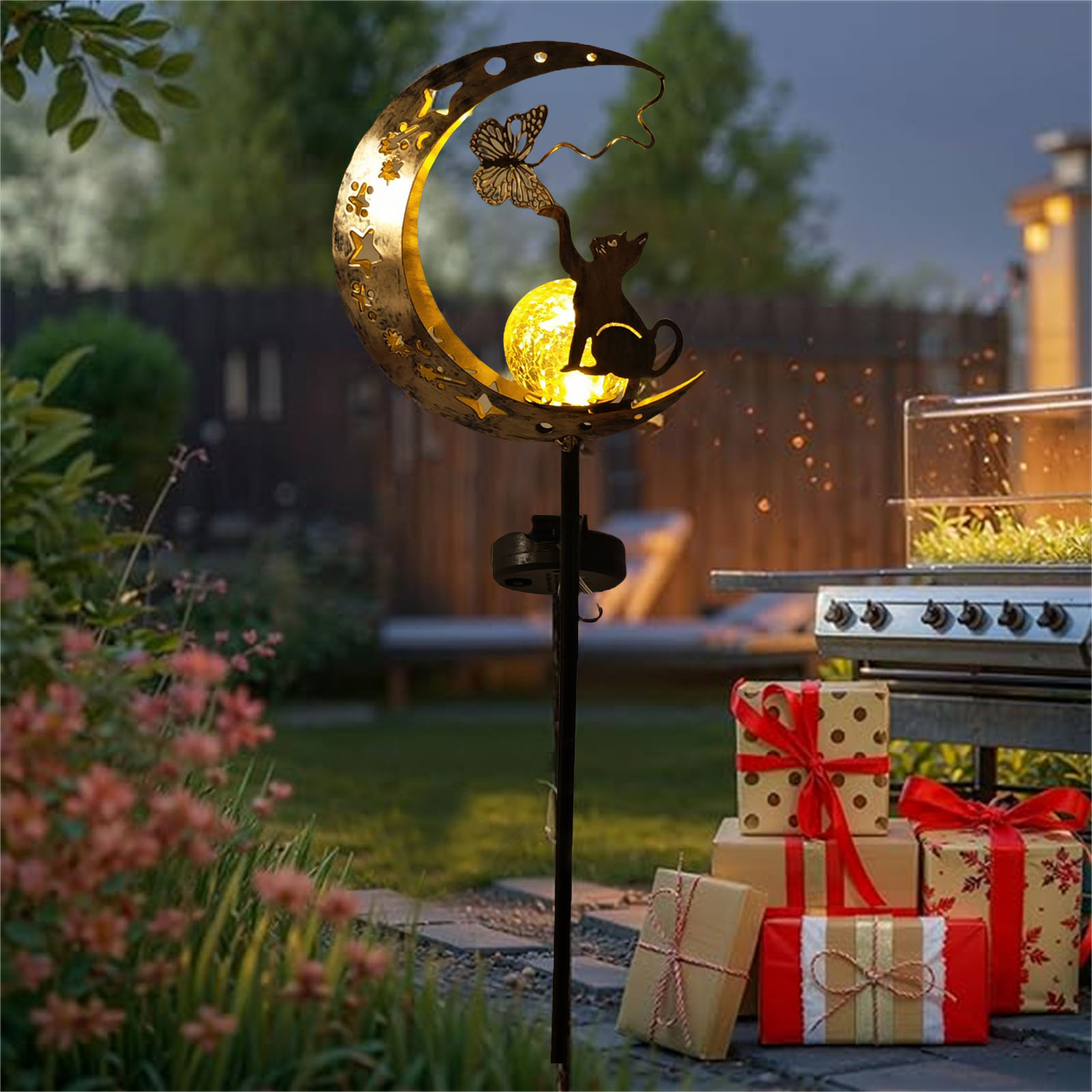 1 PC Cat Moon Solar Light Iron - огляд і ціна Elements Lighting Decor